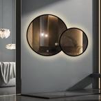 Dubbele LED spiegel rond met zwart frame - 1030x700xmm, Huis en Inrichting, Woonaccessoires | Spiegels, Verzenden, Nieuw, Rond
