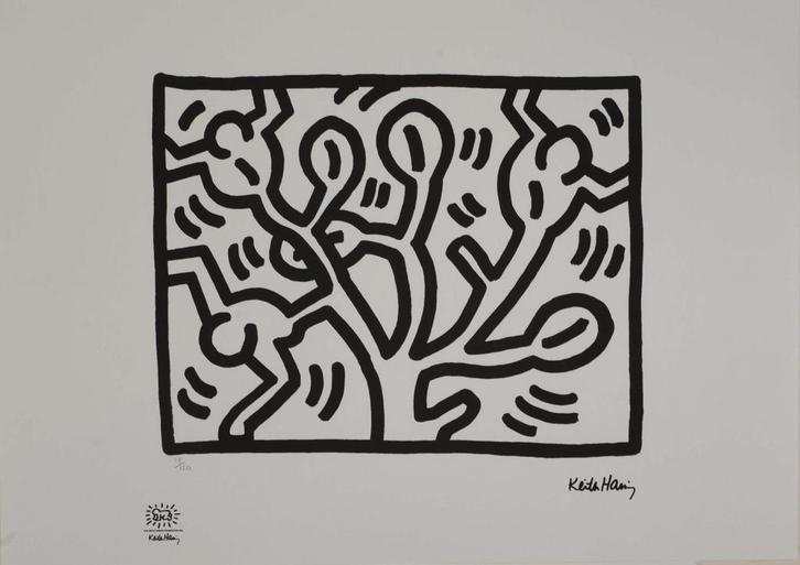 Keith Haring – Offset Lithografie, 50×70 cm, Gecertificeerd, Antiek en Kunst, Kunst | Litho's en Zeefdrukken