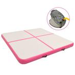 Gymnastiekmat met pomp opblaasbaar 200x200x10 cm PVC roze, Nieuw, Verzenden