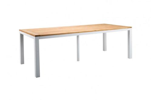 Suns Monte Vari tuintafel wit met teak tafelblad 240 cm |, Tuin en Terras, Tuinsets en Loungesets
