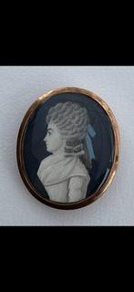 École française (XVIII) - 9 kt. Gold Portret Miniature,