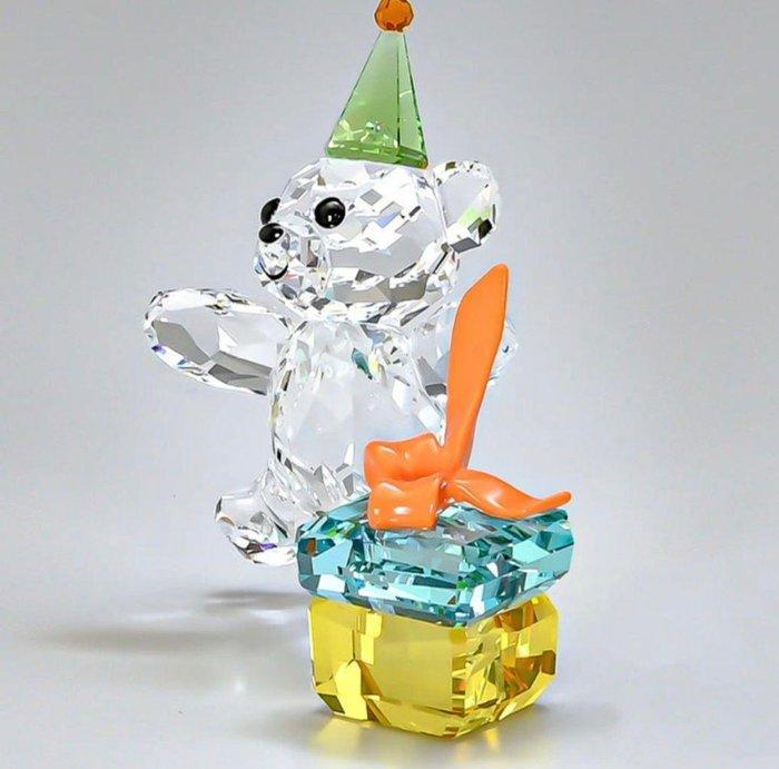 Swarovski - Beeldje - Teddy Bear with Present - Kristal,, Antiek en Kunst, Curiosa en Brocante
