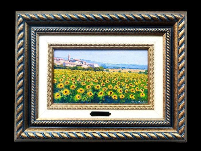 M. Aznar (XX) - Campo de girasoles, Antiek en Kunst, Kunst | Schilderijen | Klassiek