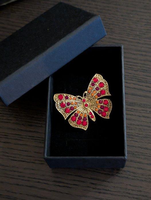 Statue, Broche vlinder met Swarovski elementen - 3 cm -, Antiek en Kunst, Curiosa en Brocante