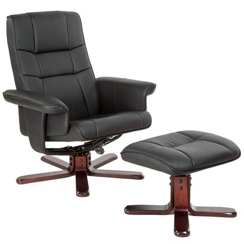 TV-fauteuil met krukje model I - zwart/bruin, Maison & Meubles, Chaises, Envoi