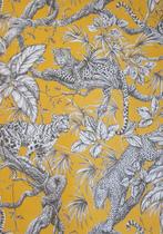 Raro tessuto Orientale con leopardi- 600x140cm- giallo -