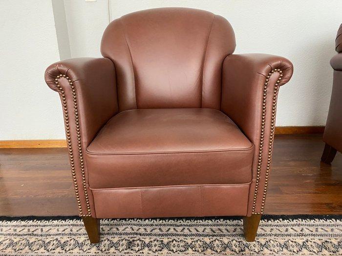 Art deco - Fauteuil (3) - Leder - Chesterfield leather, Antiek en Kunst, Curiosa en Brocante