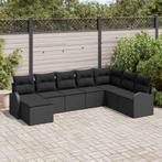 vidaXL 8-delige tuinset met kussens in zwart poly rattan, Verzenden, Nieuw, Tuinset
