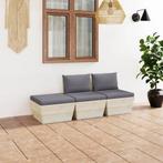 vidaXL Salon de jardin palette 3 pcs avec coussins, Verzenden, Neuf, Salons de jardin