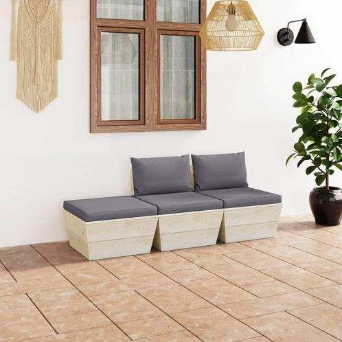 vidaXL Salon de jardin palette 3 pcs avec coussins, Jardin & Terrasse, Ensembles de jardin, Salons de jardin, Neuf, Envoi