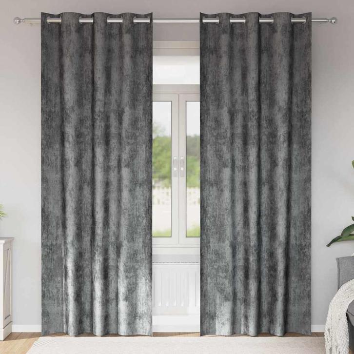 vidaXL Velvet Gordijnen met gordijnen 2 pcs Grijs 260 x 140, Huis en Inrichting, Stoffering | Gordijnen en Lamellen, Nieuw, Verzenden