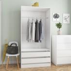 vidaXL Kledingkast 100x50x200 cm bewerkt hout hoogglans wit, Huis en Inrichting, Kasten | Kleerkasten, Verzenden, Nieuw