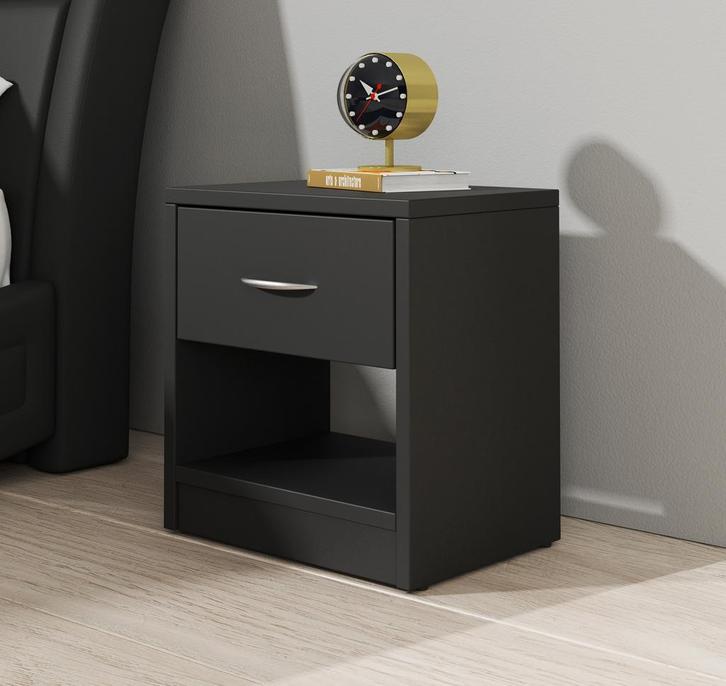 Nachtkastje Navarro - zwart, Huis en Inrichting, Kasten | Overige, Nieuw, Verzenden