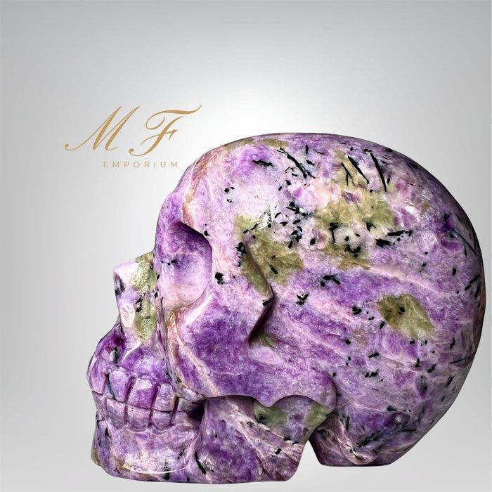 Rarissime - schedel en Charoite XXL Gravure - Hoogte: 100 mm, Collections, Minéraux & Fossiles