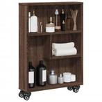 vidaXL Opbergtrolley smal 48x13x68 cm bewerkt hout bruin, Huis en Inrichting, Kasten | Boekenkasten, Verzenden, Nieuw