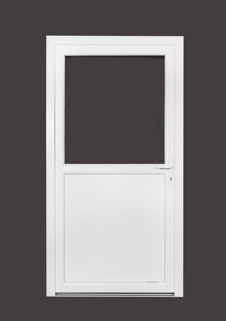 PVC Deur 1/2 glas Premium b110xh210 cm wit R, Doe-het-zelf en Bouw, Deuren en Vliegenramen, Nieuw, Glas, Kunststof, Metaal, Buitendeur