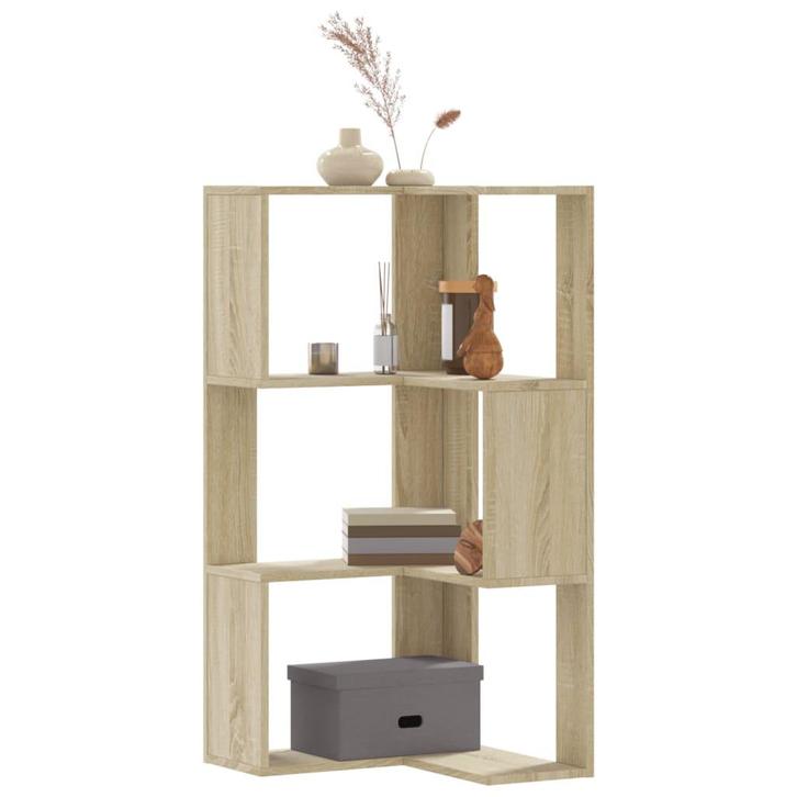 vidaXL Boekenkast 3-laags hoek 50x50x102 cm bewerkt hout, Huis en Inrichting, Kasten | Boekenkasten, Nieuw, Verzenden