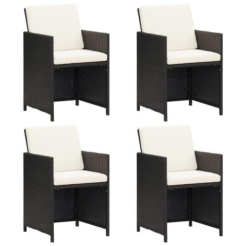 vidaXL Tuinstoelen 4 st poly rattan zwart, Tuin en Terras, Tuinstoelen, Nieuw, Verzenden