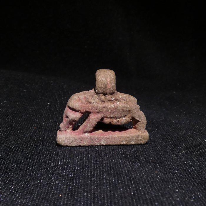 Oud-Egyptisch Faience Sow amulet. 2,7 cm L. 664 - 332 v.Chr., Verzamelen, Mineralen en Fossielen