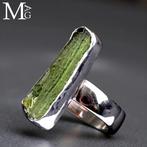 Exclusieve juweel - Natuurlijke Moldavite - Zilveren ring -