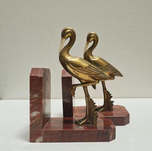 GUAL - Serre-livres - Ibis Chriséléphantines - Bronze,, Antiek en Kunst, Kunst | Designobjecten