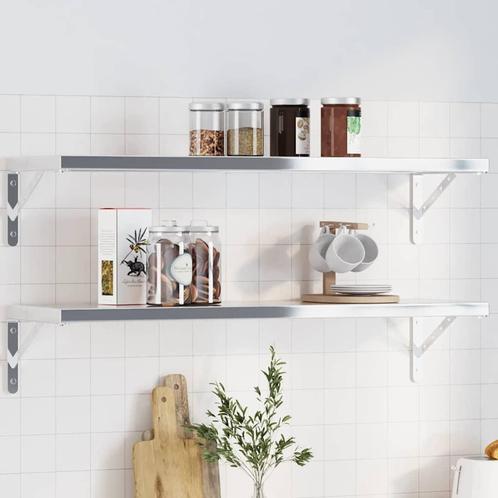 vidaXL Plankdragers 4 st 30x2,5x15,5 cm roestvrijstaal, Huis en Inrichting, Kasten | Wandmeubels, Nieuw, Verzenden