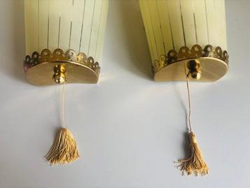 Lampe murale (2) - Laiton, Verre - Ensemble de lampes
