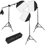 tectake Set van 3 studiolampen met softbox, statief en tas -, Verzenden, Nieuw