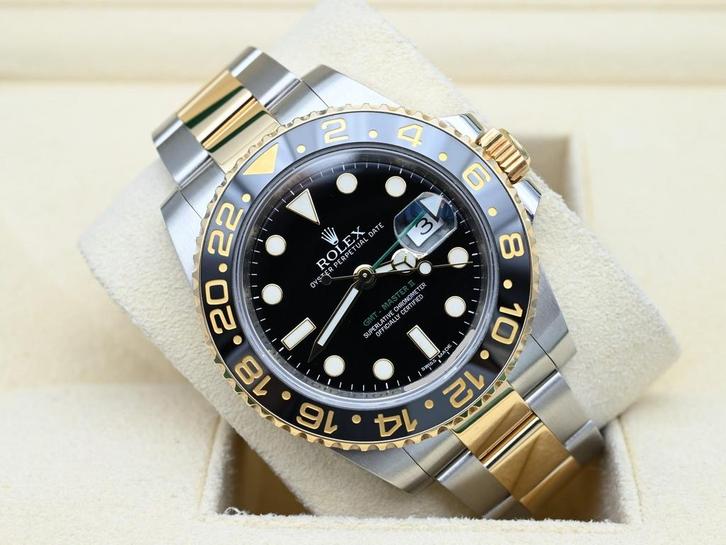 Rolex GMT-Master II Ref. 116713LN Year 2015 (Full Set), Handtassen en Accessoires, Horloges | Heren, Goud, Zo goed als nieuw, Goud