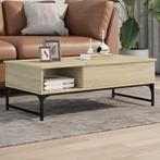 vidaXL Salontafel 100x50x35 cm bewerkt hout en metaal sonoma, Verzenden, Nieuw