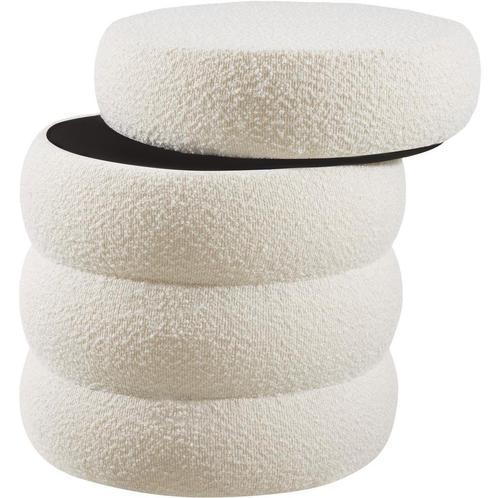 tectake Hocker Altu, gestoffeerd, opbergruimte - Bouclé crèm, Huis en Inrichting, Barkrukken, Verzenden
