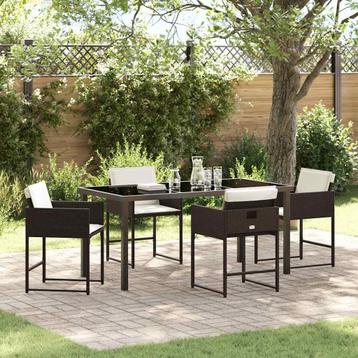 vidaXL Tuin Eettafel Set 5 pcs Bruin poly rattan, Verzenden