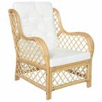 vidaXL Stoel met kussen natuurlijk rattan en linnen, Verzenden, Nieuw