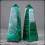 Obélisques en malachite naturels, par paire. de la plus, Verzamelen, Mineralen en Fossielen