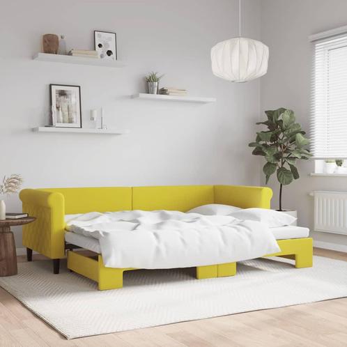 vidaXL Slaapbank met onderschuifbed 80x200 cm fluweel geel, Huis en Inrichting, Slaapkamer | Bedden, Nieuw, Verzenden