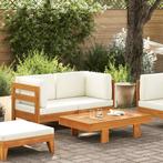 vidaXL 2-delige Loungeset met crèmewitte kussens acaciahout, Tuin en Terras, Verzenden, Nieuw
