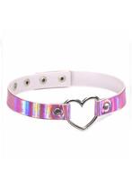 Choker Iridescent Roze Hartje Holografisch Collar Ketting Se, Handtassen en Accessoires, Kettingen, Nieuw, Ophalen of Verzenden