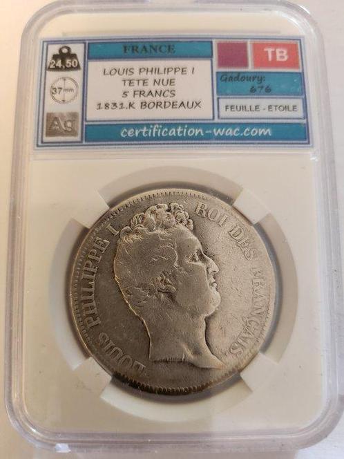 Frankrijk. Louis Philippe I. 5 Francs 1831-K, Bordeaux, Postzegels en Munten, Munten | Europa | Euromunten