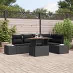 vidaXL 6-delige tuinset met kussens - zwart poly riet en, Verzenden, Nieuw