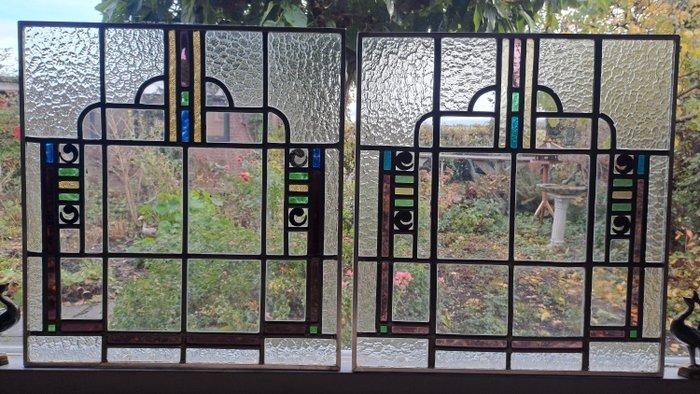 Art Deco Glas-in-loodraam (2) - 1920-1930, Antiek en Kunst, Kunst | Designobjecten