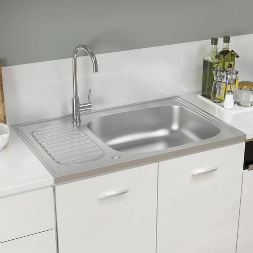 vidaXL Gootsteen met afvoerset 800x500x155 mm roestvrij, Huis en Inrichting, Keuken | Keukenelementen, Nieuw, Verzenden
