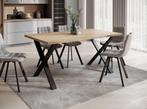 Meubella | Eettafel zwarte poten eiken 160 cm industrieel, Huis en Inrichting, Tafels | Eettafels, Verzenden, Nieuw, 50 tot 100 cm