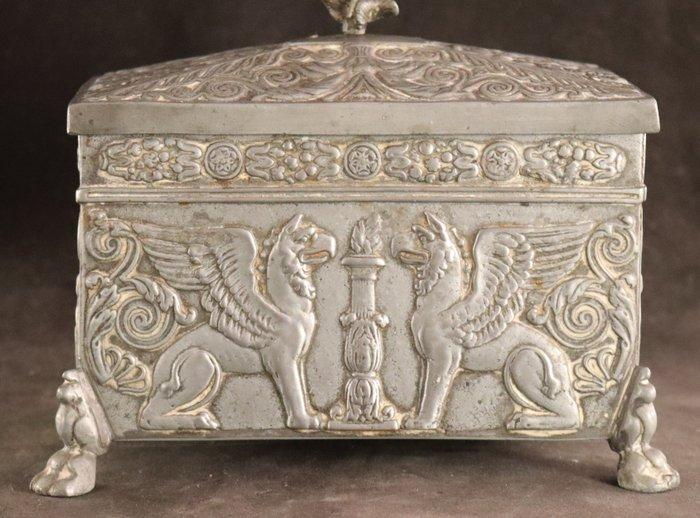 Antieke Empire - Sieradendoos - Tin - H : 18 cm, Antiek en Kunst, Antiek | Overige Antiek