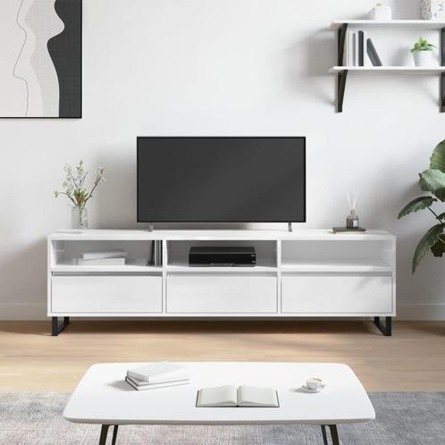 vidaXL Meuble TV blanc brillant 150x30x44,5 cm bois, Maison & Meubles, Armoires | Mobilier de télévision, Neuf, Envoi