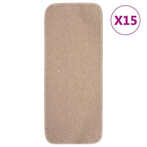 vidaXL Trapmatten 15 st anti-slip rechthoekig 60x25 cm beige, Doe-het-zelf en Bouw, Ladders en Trappen, Nieuw, Verzenden