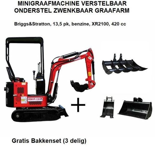LANDWORKS MINIGRAAFMACHINE VERSTELBAAR ONDERSTEL ZWENK, Zakelijke goederen, Machines en Bouw | Kranen en Graafmachines, Graafmachine