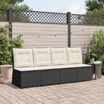 vidaXL Tuin Sofa met kussen Zwart Poly rattan, Verzenden, Nieuw