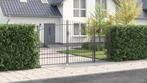 vidaXL Tuindeur met Spitse Bovenkant Grijs 195x400 cm Staal, Tuin en Terras, Tuinpoorten, Verzenden, Nieuw