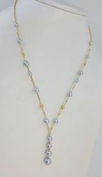 Halsketting - 18 karaat Geel goud - 4x8mm Akoya parels