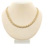 Bicolor gouden fantasie schakel ketting | 42 cm (witgoud), Ophalen of Verzenden, Gebruikt, Overige kleuren, Goud